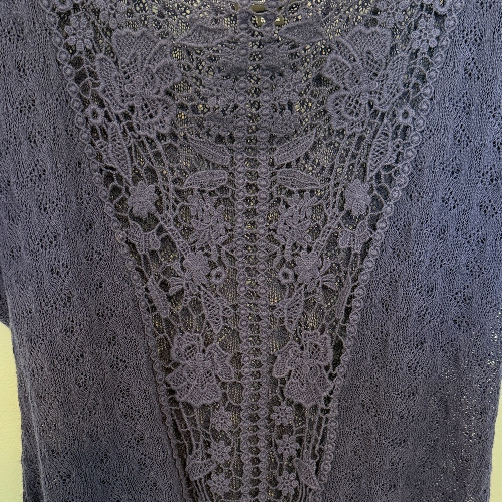 Allen B  Short Sleeve Top Navy Lace Medium